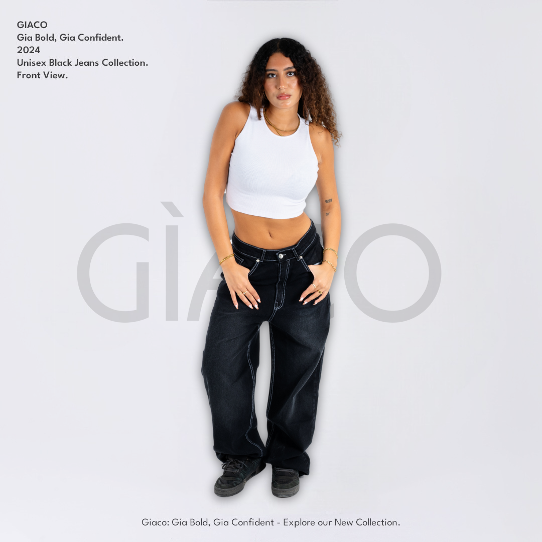 Black Stitched Denim Women