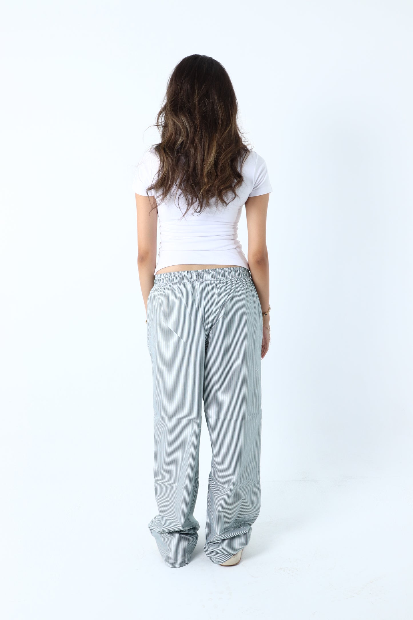 Green Striped Linen Pants