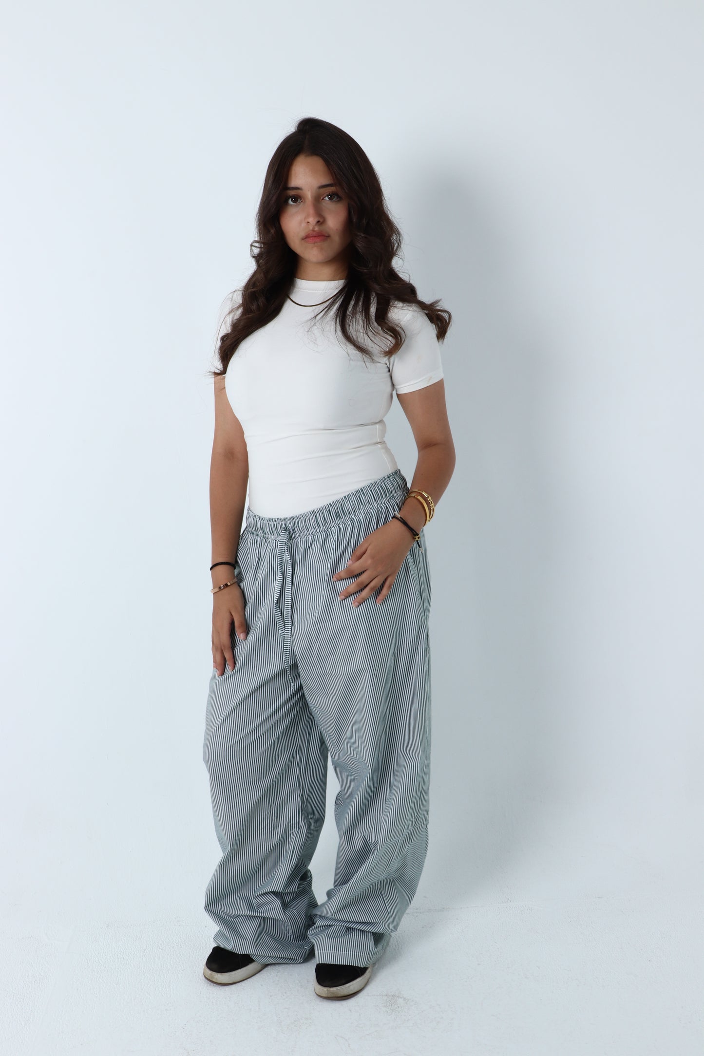 Green Striped Linen Pants