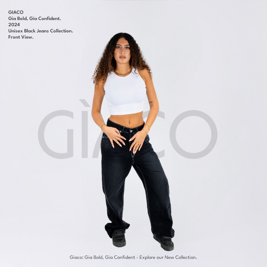 Black Stitched Denim Women